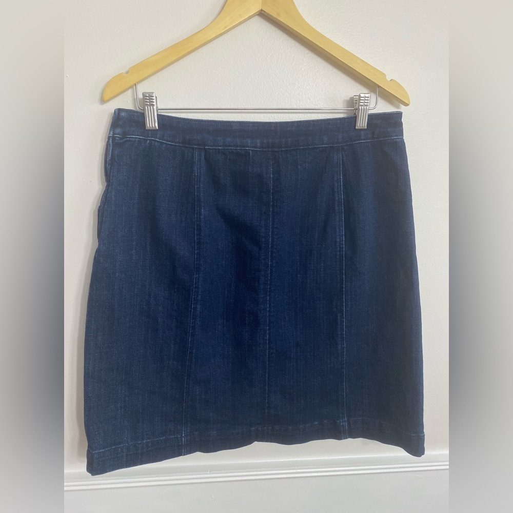 Talbots Denim A-Line Pencil Skirt Dark Blue Navy Pockets Side Zip Size 10 Office - Picture 4 of 6